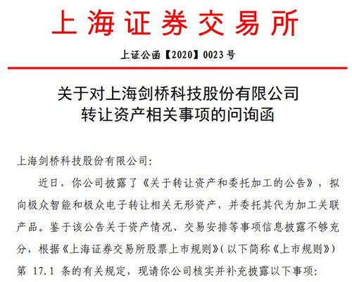 劍橋科技轉(zhuǎn)讓資產(chǎn)引監(jiān)管問(wèn)詢 賬面為零評(píng)估卻值2560萬(wàn)，技術(shù)開發(fā)背后是否暗藏關(guān)聯(lián)？